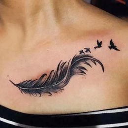 1PC Body Art Temporary Tattoo Stickers Feather Bird Flower Waterproof Fake Tattoos Arm Clavicle Waist Water Transfer Tattoo