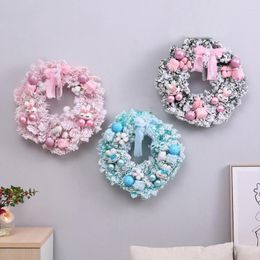 Decorative Flowers Good Christmas Artificial Wreath Cotton Balls Fake Anti-fade Xmas Door Decor Hanging Garland Pendant For Party