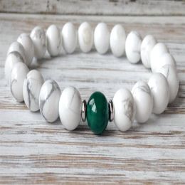 SN1074 2016 Mens Yoga Bracelet Howlite Malachite Bracelet Natural Stone Mala Beads Jewellery Whole211i