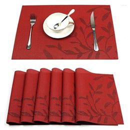 Table Mats 5pcs/Lot Leaf Pattern Washable PVC Placemats For Dining Mat Plate Bowl Western Place Cup Wine Pad