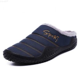 Slippers New Winter Slippers Men Indoor Warm Comfortable Cotton Shoes Short Plush Flat Heel Male Slipper Waterproof Nonslip Home Slippers L230725