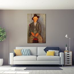 Beautiful Woman Canvas Art Study Room Decor the Little Peasant Amedeo Modigliani Painting Handmade High Quality