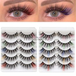 False Eyelashes Newest 1/5 Pairs False Eyelashes Mix Colour Cosplay Eyelashes For Extension Colourful 3D Fluffy Mink Lash Beauty Makeup Tools J230717