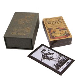 Outdoor Games Activities Gold Foil Universal Waite Tarot Plastic PVC Waterproof Tarot English Edition Holo Divination Golden Tarot Cards Deck 230717