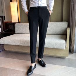 Men's Suits 2023 Men Casual Suit Pants Straight Ankle-length Slim Drape Streetwear Male Trousers Plus Size Autumn Clothing P238