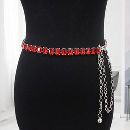 Belts Waist Chain Golden Plated Elegant Minimalist High Gloss Sexy Dress Accessories Pure Color Shiny Faux Crystal Women Body Be