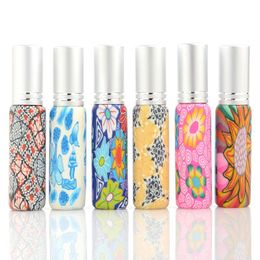 10ML Portable Polymer Clay Empty Perfume Spray Bottle Refillable Essential Oil Glass Atomiser Bottle Random Colour Ggtic