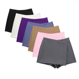 Women's Shorts 2023 Paro Style Asymmetric Skirt Retro High Waist Zipper Fashion All-match Western Pants