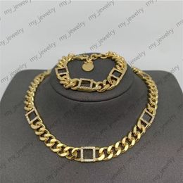 22 Gold Bracelet Necklace Set Luxurys Bangle Designers Jewellery Hip-hop Chain Simple Bracelet Necklace F Brands Brace Lace Designer312d