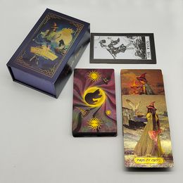 Outdoor Games Activities Fancy Design Gold Foil Tarot Cards Mysterious Witch Board Game Waterproof Plastic Deck For Divination And Prediction 230717