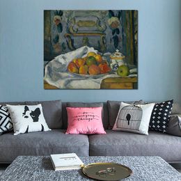 Abstract Canvas Art Dish of Apples Paul Cezanne Handcrafted Oil Painting Modern Decor Studio Apartment