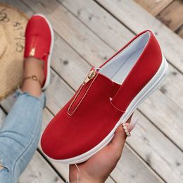 Dress Shoes 2023 Autumn New Flat Casual Women Sneakers Fashion Front Zipper Wedge Sneakers Running Loafers Tennis Women Vulcanised Shoes L230717