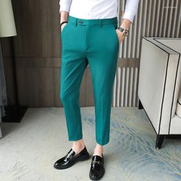 Men's Suits High-quality British Style Business Casual Slim Suit Trousers Small Feet Nine-point Pants Solid Colour All-match 29-36
