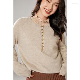 Women's Sweaters Women Loose-Fitting Pure Wool Knitting Oneck Long Sleeve Pullovers Ladies Jumpers Woollen Clothes