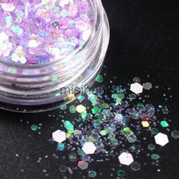 Other Makeup 1Box Violet Snow Holographic Sequins Glitter Shimmer Diamond 15 Color Eye Shiny Skin Highlighter Face Glitter Festival Makeup J230718