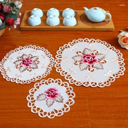 Table Mats 4Size Embroidery Place Mat Cloth Placemat Coffee Dining Doily Drink Pad Christmas Wedding Kitchen Decorate