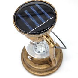 Energy Saving Solar Rechargeable LED Storm Lamp with carry handle, retro solar flickering candle bulb hang lantern