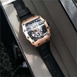 Movement Watches Richardmille Top Lithe Wristwatch Netizen Water Ghost Same Barrel Bull Watch Male Student Calendar Sport Silicone Non Mechanical CM7KI5