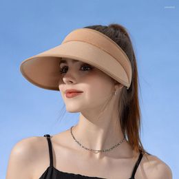 Wide Brim Hats Long Empty Top Sun Hat For Women Summer UV Protection Visor Beach Caps Outdoor Female Bucket Panama Cap