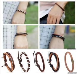 100% genuine Cowhide bracelet men woman rope adjustable bracelet mix 6 Style