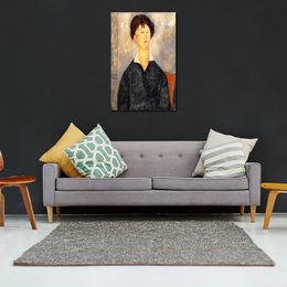 Female Nude Canvas Wall Art Portrait of A Woman with A White Collar Amedeo Modigliani Painting Handmade Modern Bedroom Decor