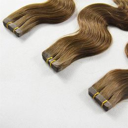 Top quality 8A-indian remy human hair Straight wave 22 PU tape on hair Extensions 2 5g per piece Color 60# 40pcs&Color 1# 63243