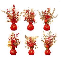 Decorative Flowers Chinese Animal Statues Resin Miniature Figurines Decor Sculpture