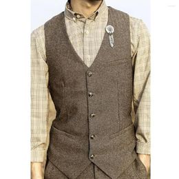 Men's Vests Jackets V-neck Outer Wear Vest Man Dress Single-breasted Herringbone Mens Suit High Quality Waistcoat Male Elegant Suits