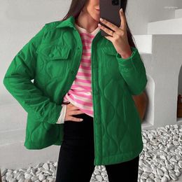 Women's Down Autumn Winter Padded Cotton Parkas For Women Retro Single Breasted Turn Collar Mid Jackets Coats 2023 Green Outwear