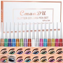 Eye Shadow Liner Combination 16Pcs Box White Glitter Eyeliner Pen Makeup Set High Shine Blue Pink Liner Kit Make Up Long Last Gel Cosmetics Green Pencil 230718