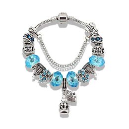 925 Silver Plated Crown Pendant Charm Bracelet Set for Pandorade Snake Chain Charms Bracelets designer Jewellery For Women Luxury bracelet with Original Box