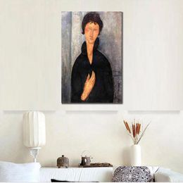 Amedeo Modigliani Figure Canvas Art Handmade Woman with Blue Eyes Oil Paintings for Apartment Decor Modern