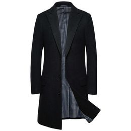 Men's Wool Blends Fashion Men Wool Blends Mens Casual Business Trench Coat Men Overcoat HKD230718