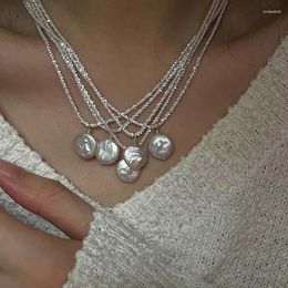 Chains 925 Sterling Silver Irregular Pearls Shape Chain Choker Necklace For Women Ladies Fine Jewellery Wedding Party Daily Birthday Gift