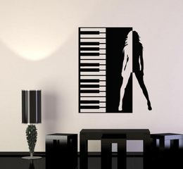 Wall Stickers Beautiful Girl Character Piano Music Art Decoration Home Fashion StickersYY38