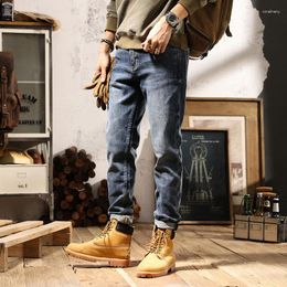 Men's Jeans Spring Autumn Elastic Stretchy Calf Pants Trendy Harlem Baggy Loose Long Retro For Men Plus Size