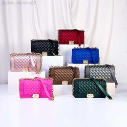 PVC Jelly Purse 2022 Famous Designer Strap Shopping Crossbody Purse And Handbags Summer Candy Shoulder Rivet Jelly Bag For Women