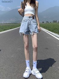 Джинсы шорты женские S5XL модные для отдыха простые джинсовые с высокой талией популярные новые женские шикарные женские уличные Haruku винтажные L230621