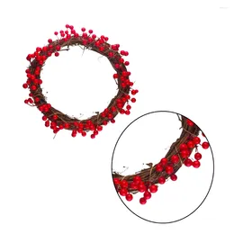 Flores decorativas guirlanda de bagas guirlanda de natal porta de natal vermelha com miçangas simulação anel frontal artificial pendurado videira rústica pip ply