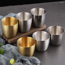 Tazze Tazze di birra coreane in acciaio inossidabile per uso domestico Caffè in metallo Tè Latte Tazza d'acqua per bar Bicchieri da cucina Bicchiere a portata di mano