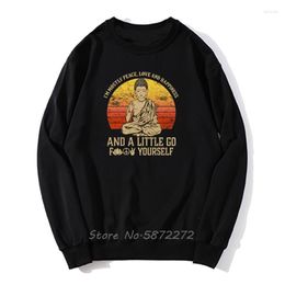 Men's Hoodies I'm Mostly Peace Love Happiness Retro Buddha Namaste Yoga Hoodie Zen Master Casual Pride Men Unisex Pollover Sweatshirt