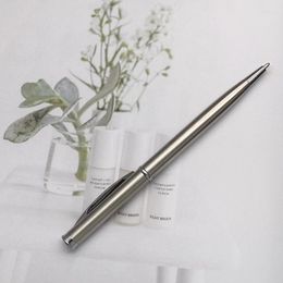 8Pcs Metal Ballpoint Pens Stainless Steel Rod Rotating Writing Pen Black Blue Ink Signing Office Supplies Stationery Ballpen