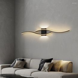 Wall Lamp Minimalist Wavy Metal LED Lights Living Room Bedroom Sconce Art Design 3000K 5000K Drop