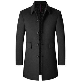 Men's Wool Blends 2023 Autumn/winter Men's Woollen Coat Men's Mid-length Smooth Wool Lapel Woollen Windbreaker Men's Thickened Men's Coat Men Coats HKD230718