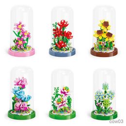 Blocks 2023 City Creativity Rose Bouquet Flowers Plant Potted Plant Building Block Bricks DIY Assembly Toy For Girls Gift R230718