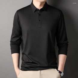 Men's Polos 2023 Spring Autumn Arrivals Long Sleeve Polo Shirt Fashion Lapel Korean Slim Fit Solid Brand Clothing