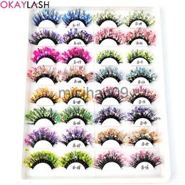 False Eyelashes Colored Shining Gold Glitter Eyelashes Handmade Dramatic Purple Colorful Rainbow Lashes For Party Show Halloween Cosplay J230717