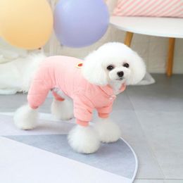 Dog Apparel Pet Romper Strawberry Pattern Cosplay Soft Texture Warm Jumpsuits Outfit Autumn Cute Dogs Fleece Coat Costume