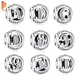 Authentic 925 Sterling Silver Crystal Alphabet A-Z Letter Charms Beads Fit Original Pandora Bracelet Necklace DIY Jewellery Making Q269f