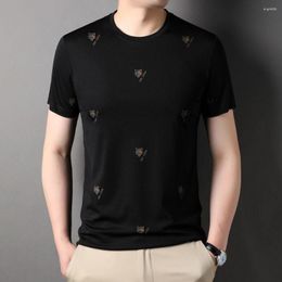 Men's T Shirts Men Short Sleeve Clothing Animal Printing Business Contracted Generous O-Neck T-shirt Cultivate Tee Top For Male